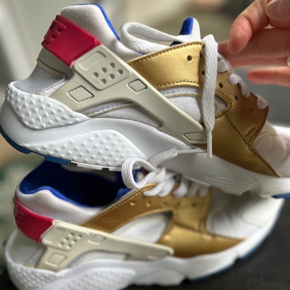 New Nike Air Huarache Run GS Racer Blue Gold Youth - Picture 4 of 9